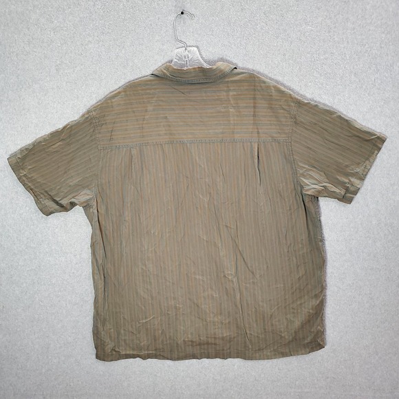 Rei Men Button Up Shirt XL Brown Striped Pockets Short Sleeve Collar - Picture 5 of 7